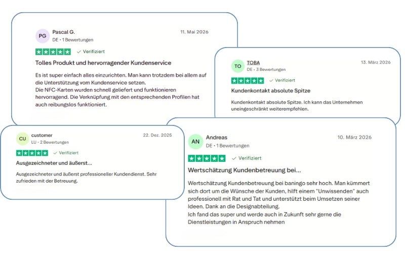 Trustpilot-Kundenbewertung zu baningo cards