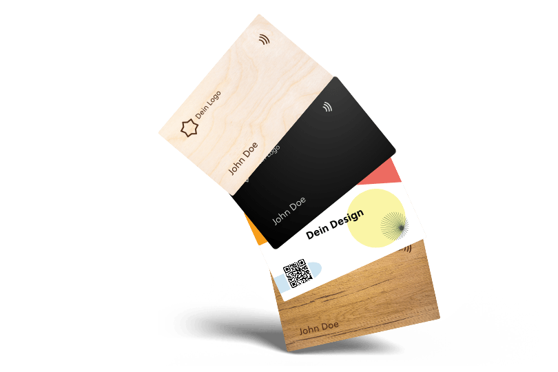 NFC business cards made from different materials Stack