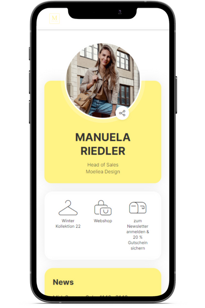 Digital business cards in yellow
