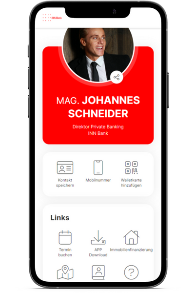 Digitale Visitenkarten in Rot