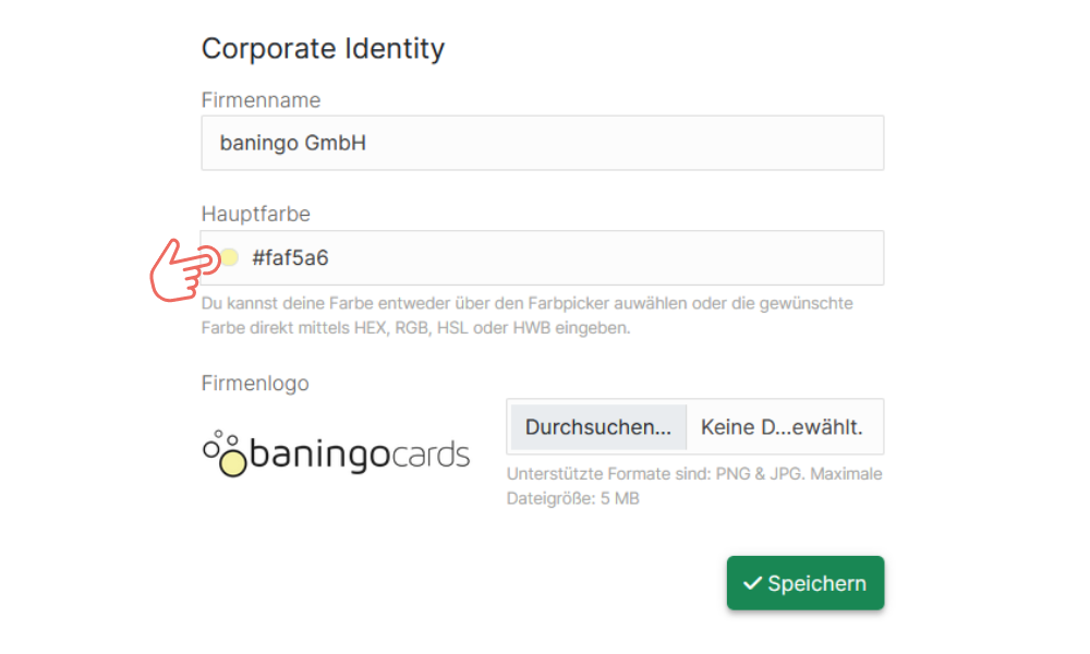 Design der digitalen Visitenkarte