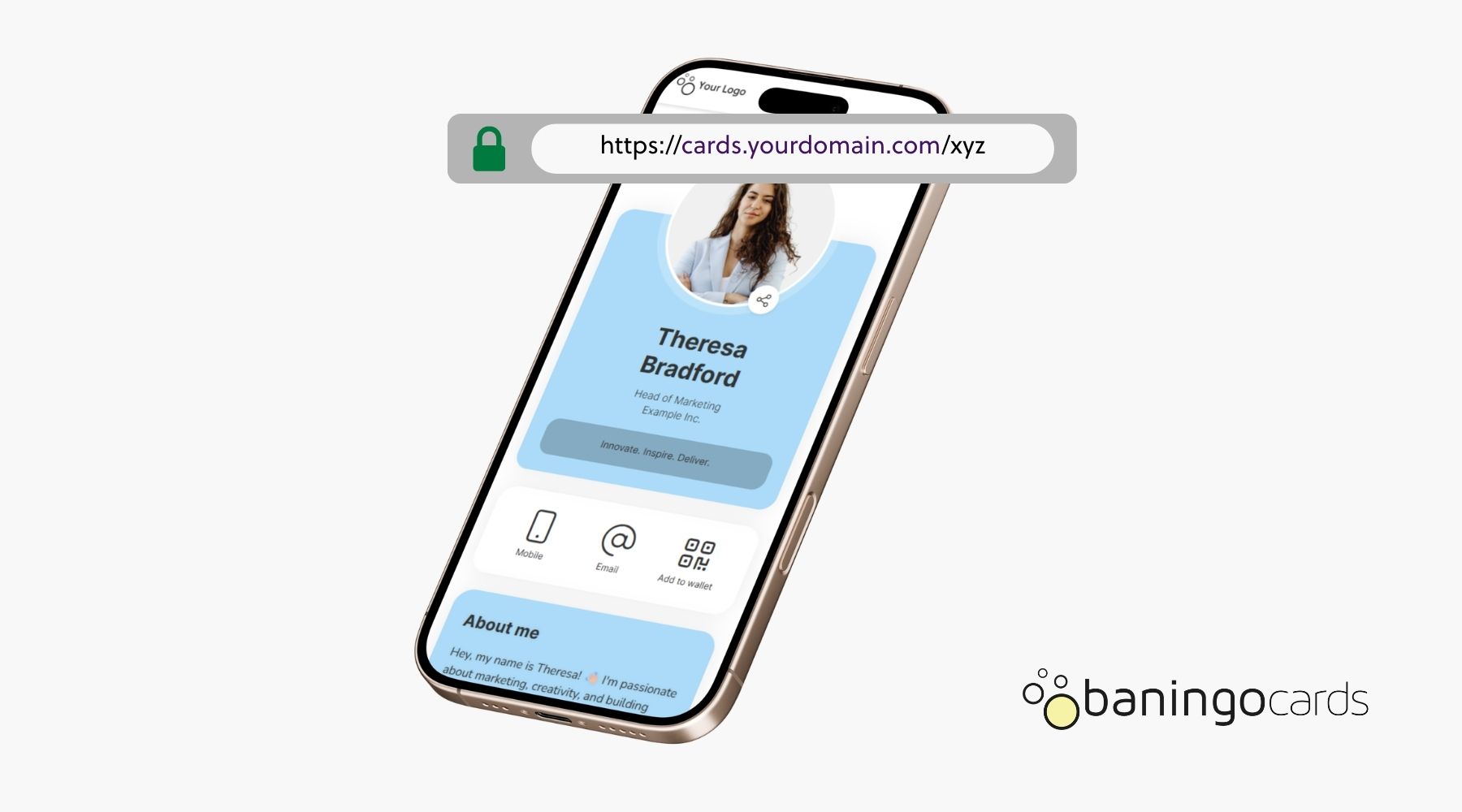 picture of a smart phone with an openned digital business card