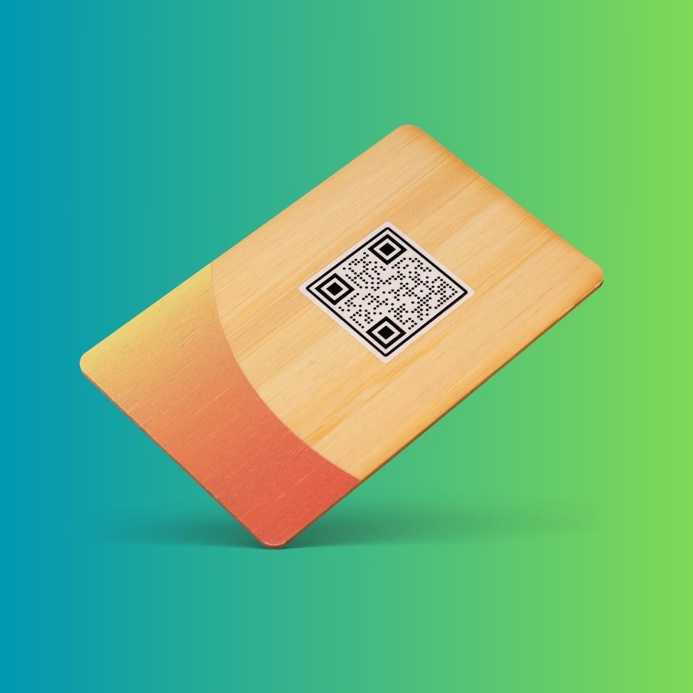 NFC Visitenkarte Bamboo Premium auf Farbverlauf-Hintergrund