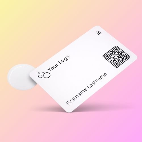 R-PVC Classic Bundle (Classic Karte und Epoxy-Sticker) in Weiß auf violettem Farbverlauf-Hintergrund