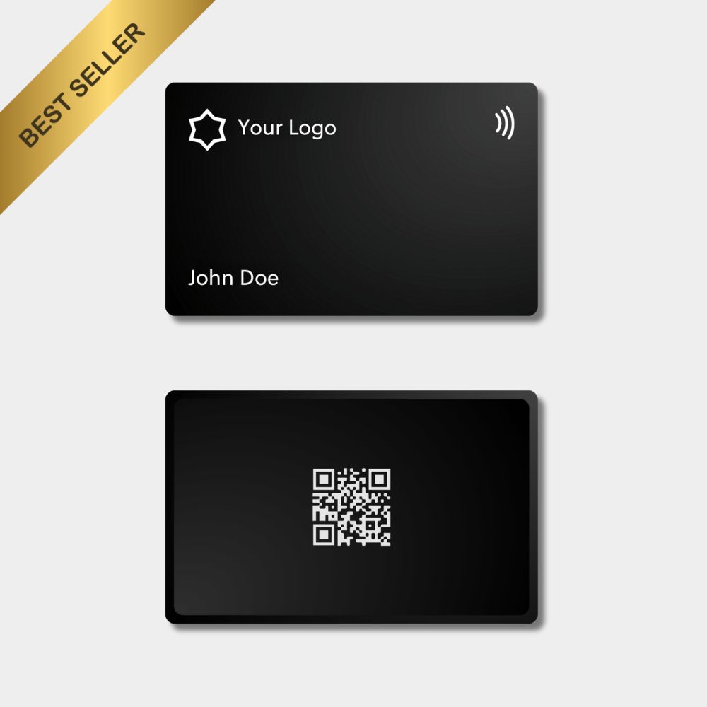 Metal NFC business card with laser-engraved logo, first name & surname