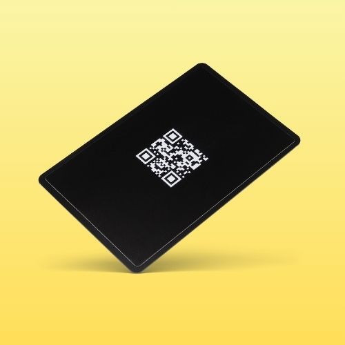 NFC Business Card Metal on yellow background