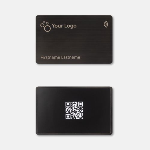 Black Metal NFC Business Card Grey Brush showing both sides