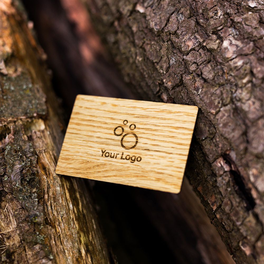 NFC Business Card Oak Wood on forest floor