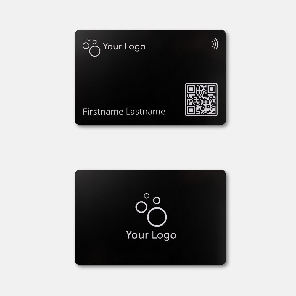 R-PVC NFC Visitenkarte Classic schwarz, Vorder- und Rückseite