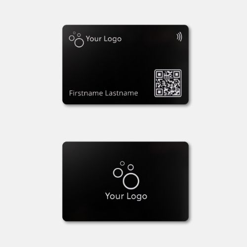 R-PVC NFC Visitenkarte Classic schwarz, Vorder- und Rückseite