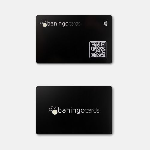 R-PVC NFC Visitenkarte Essential schwarz, Vorder- und Rückseite