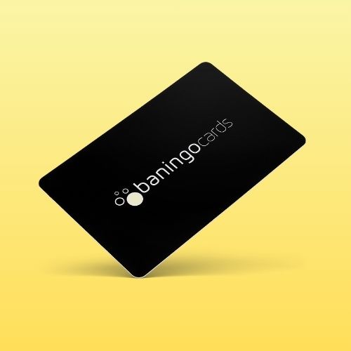 R-PVC NFC Visitenkarte Essential schwarz auf gelbem Hintergrund